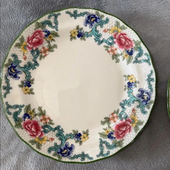 Royal Doulton Florandora Green 1981 Bread and Butter Pate T. C. 1127 Fine China - Picture 4 of 11